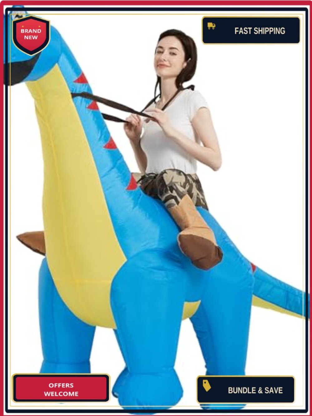 Adult Inflatable Dinosaur Costume Blow Up Diplodocus Suit Halloween